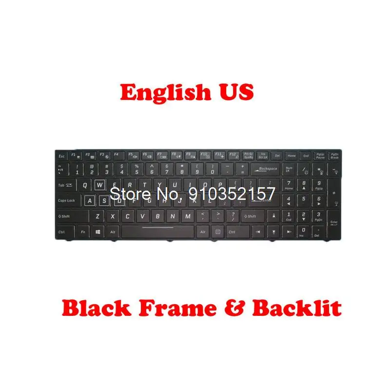 US English Backlit N850 Keyboard For CLEVO N850EK1 N855EK1 N857EK1 N850HK1 N850EJ1 N855EJ1 N850HP6 N857HP6 N850EP6 N857/N871EP6