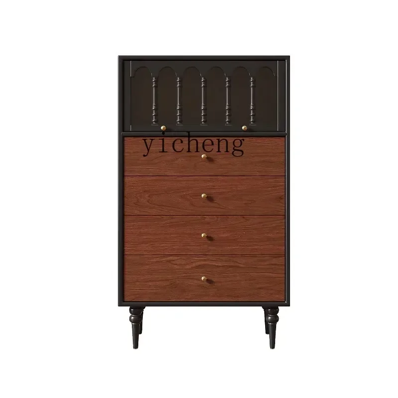

XMH bedroom antique storage chest cabinet small apartment household side cabinet color matching bedside cabinet