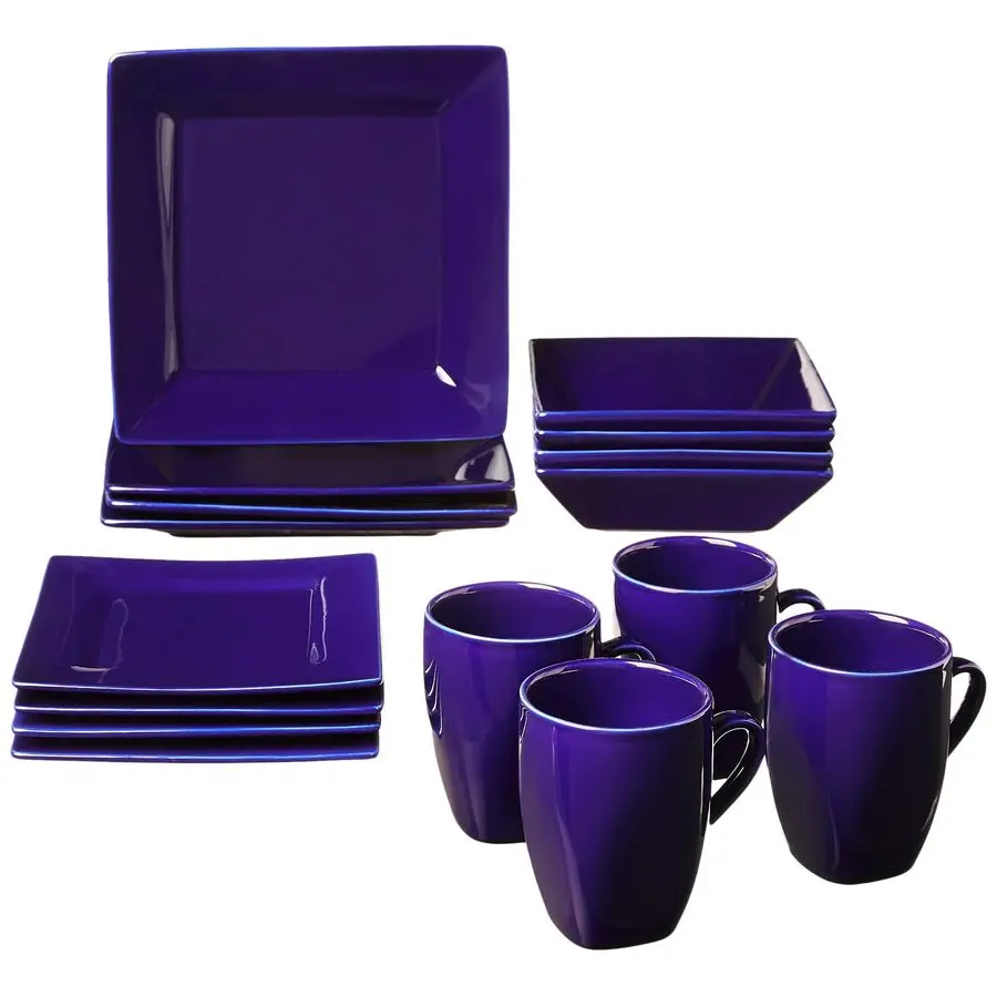 

Квадратный набор посуды из 16 предметов, кобальтовый цвет