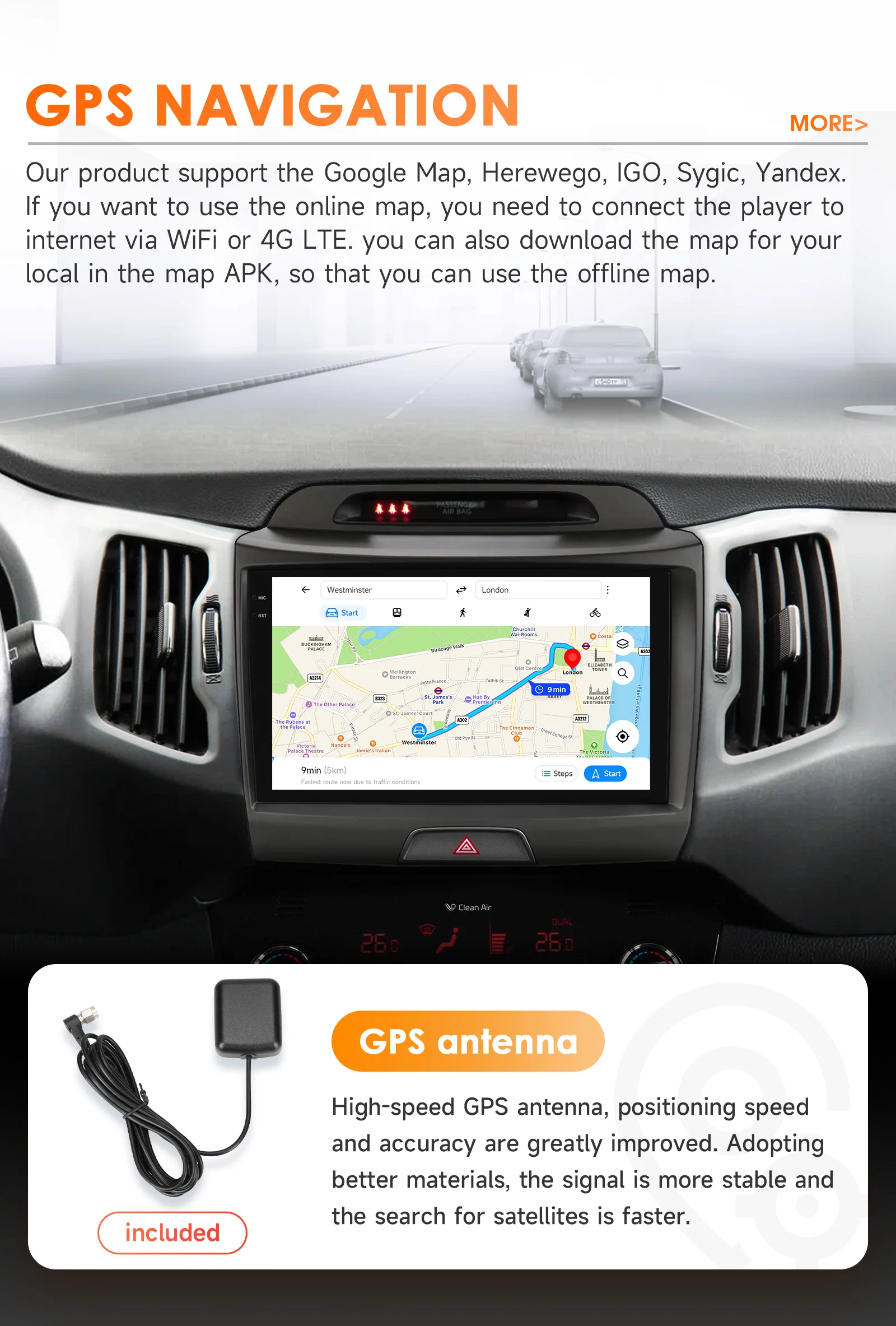 Hizpo 2 Din Android Auto Radio Für KIA Sportage 3 2011-2016 Carplay 4G Auto Multimedia GPS Autoradio intelligente Systeme 8 Core – Detail 29