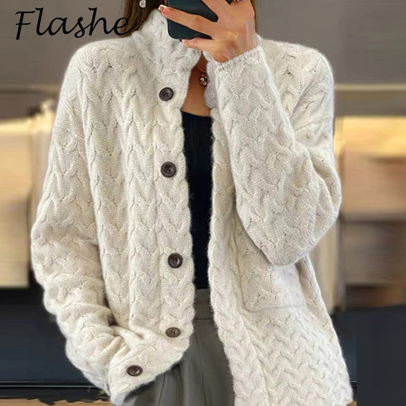 Autumn Winter Sweater Cardigan Women Long Sleeve Jacket Women Casual Knitted Sweater Coat Female Tops Ladies Knitwear