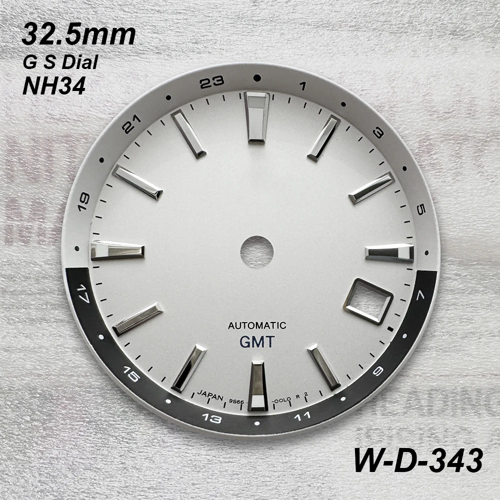 32.5mm G S Logo GMT Dial Suitable For NH34 Movement Green Luminous 3.8 O'clock Calendar Watch Modification Accessories