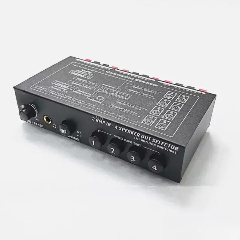 Metal Audio Amplifier Speaker Selector 2 In 4 Out Audio Distribution Switcher