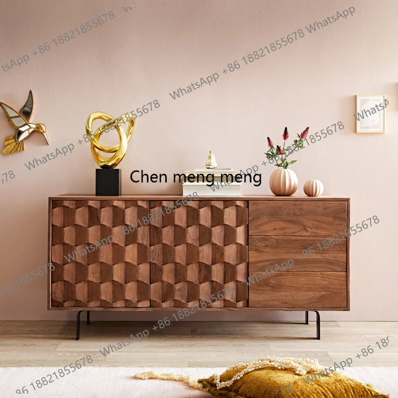 

Американский ретро сервант из цельного дерева, скандинавский черный орех, шкафчик для гостиной, прихожая для спальни, передний шкаф для кровати