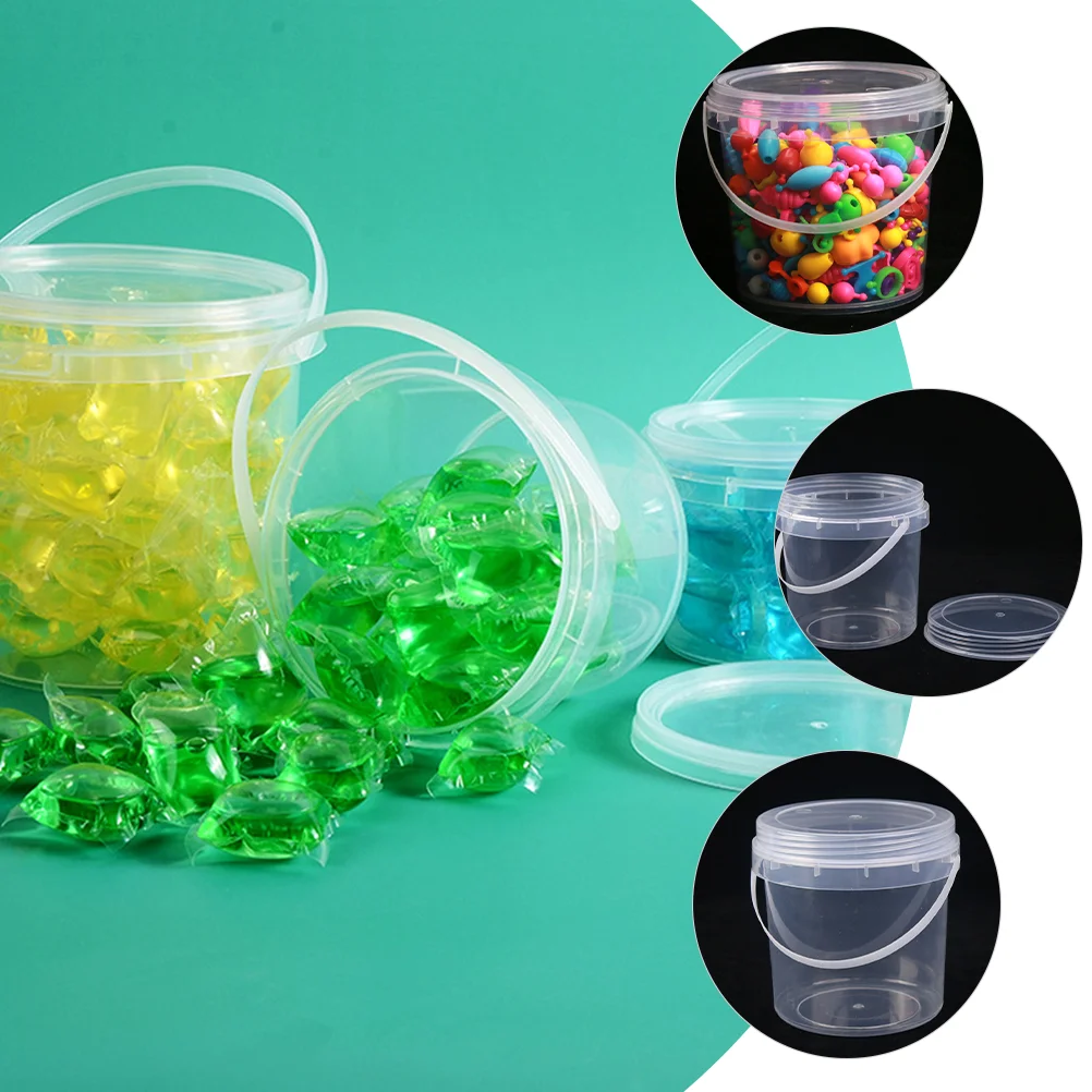 2 Pcs Juice Bucket Toy Food Storage with Lid Snack Containers Round Barrel Clear