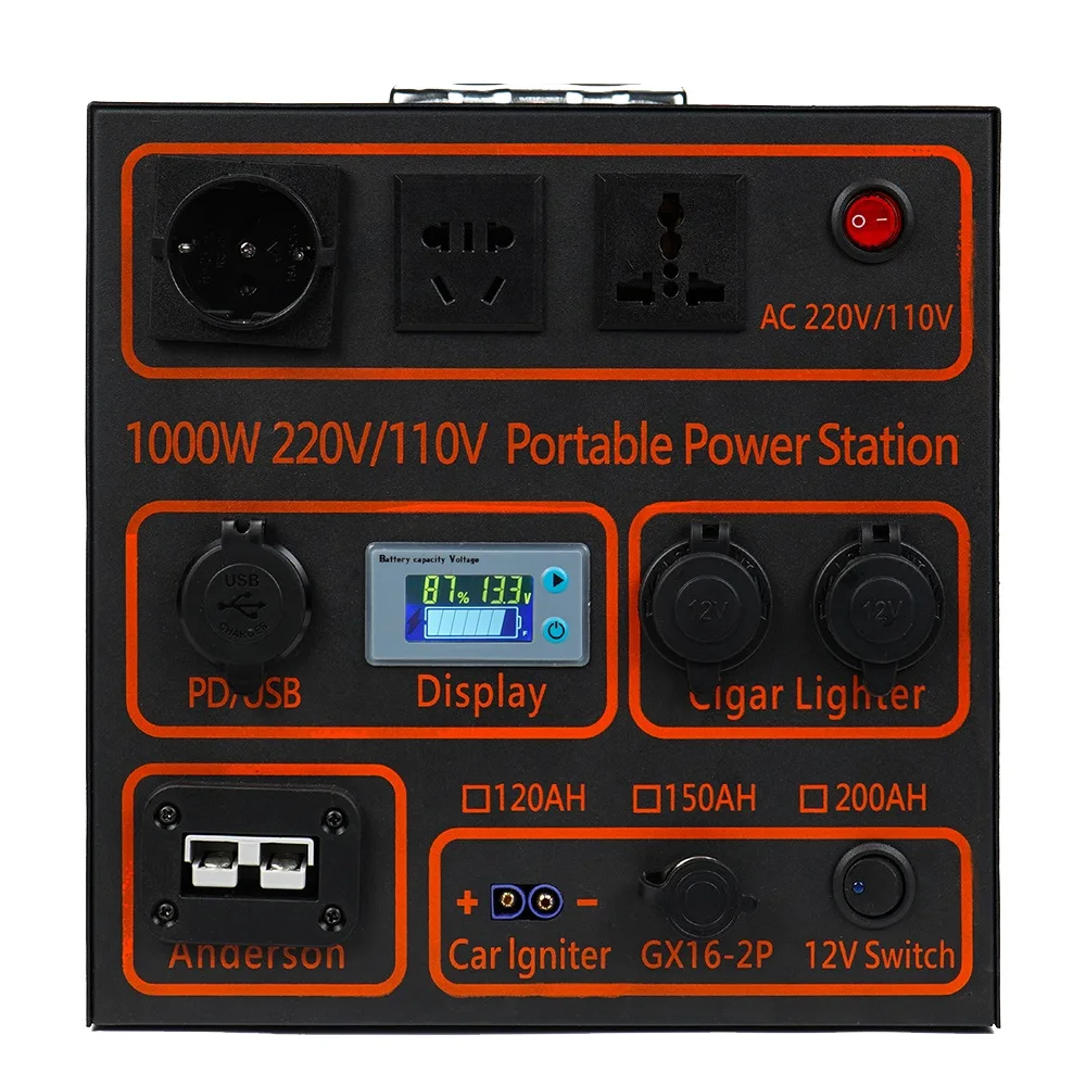 1000W Solar Generator High Capacity 110V 220V Portable Power Station Rechareable LiFePO4 Energy Supply with PD QC3.0 Fast Charge