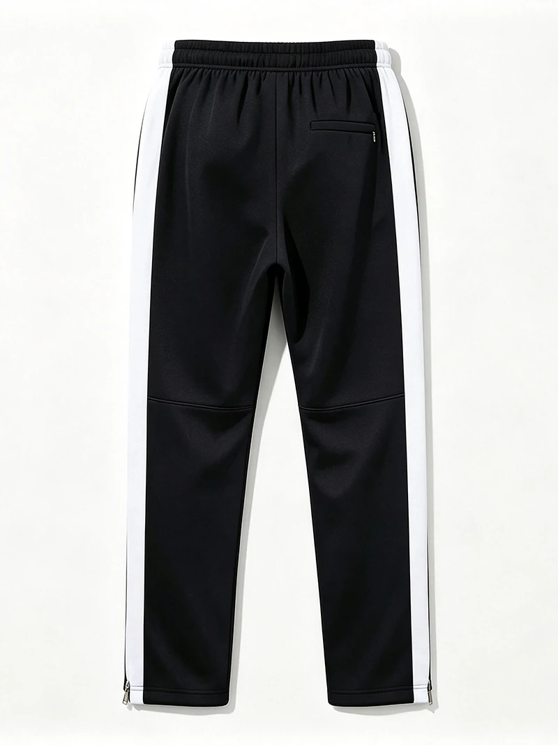 Herren-Freizeithose für Frühling/Herbst, gerader Schnitt, Seitenstreifen, elastischer Bund mit Kordelzug, Reißverschluss am Knöchel, normale Passform, für den täglichen Sport- und Freizeitgebrauch – Detail 7