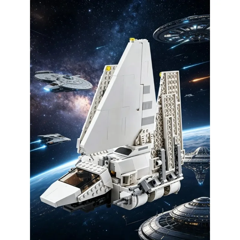 

New MOC White Spaceship Model 660Pcs Home Ornament Building Blocks Gift for Boys