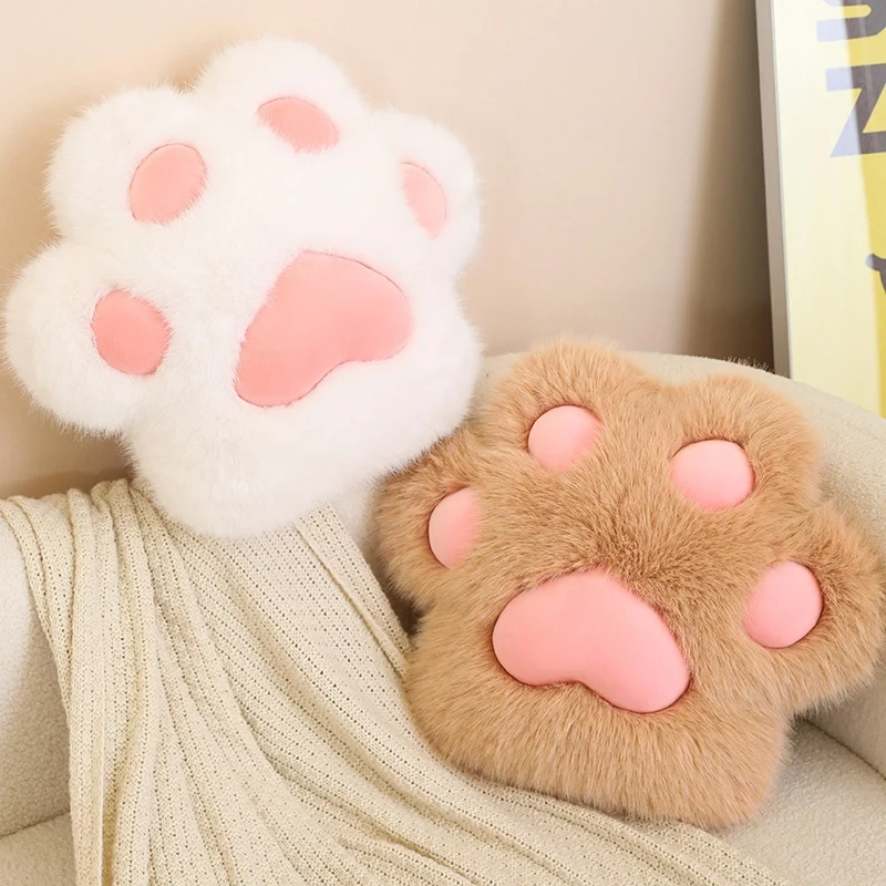 3 Colors Cuddly Animal Paw Shaped Plush Huggable Pillow Comfy Fluffy Cartoon Paw Back Pillow For Resting Creative Home Decor