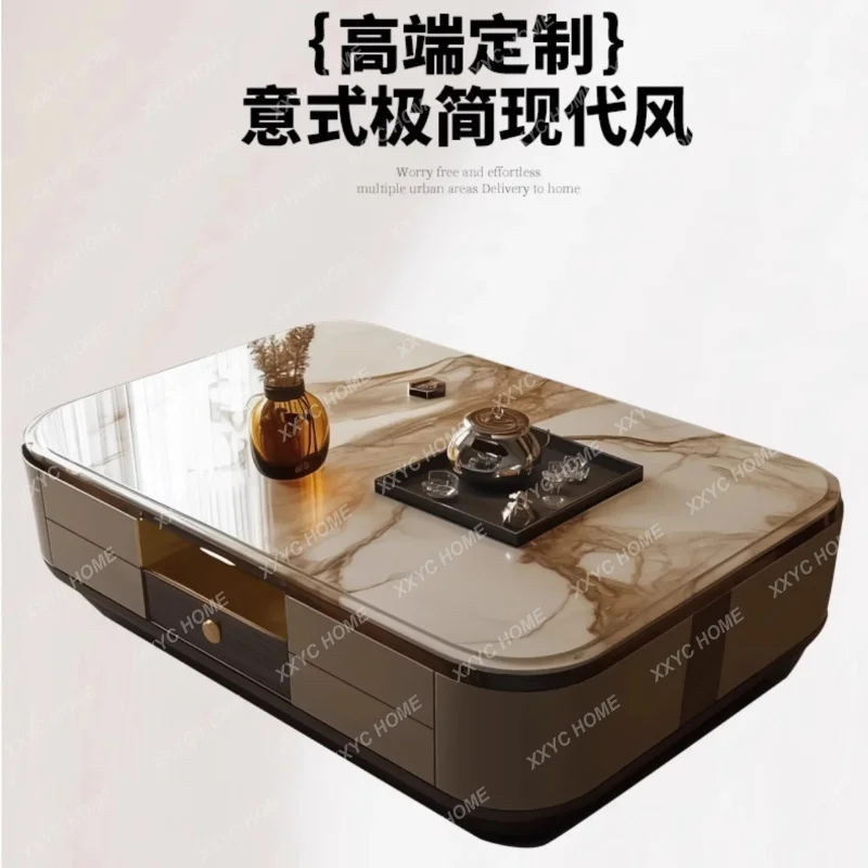 XXModern light luxury long motor cabinet coffee table combination integrated living room home