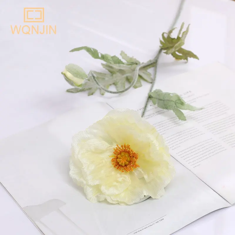 74 cm langer 2-köpfiger künstlicher Blumenstrauß, Heimdekoration, künstlicher Mohn, künstliche Blumen, DIY, handgefertigtes Kunsthandwerk, Geschenk, Hochzeitsdekoration – Detail 6