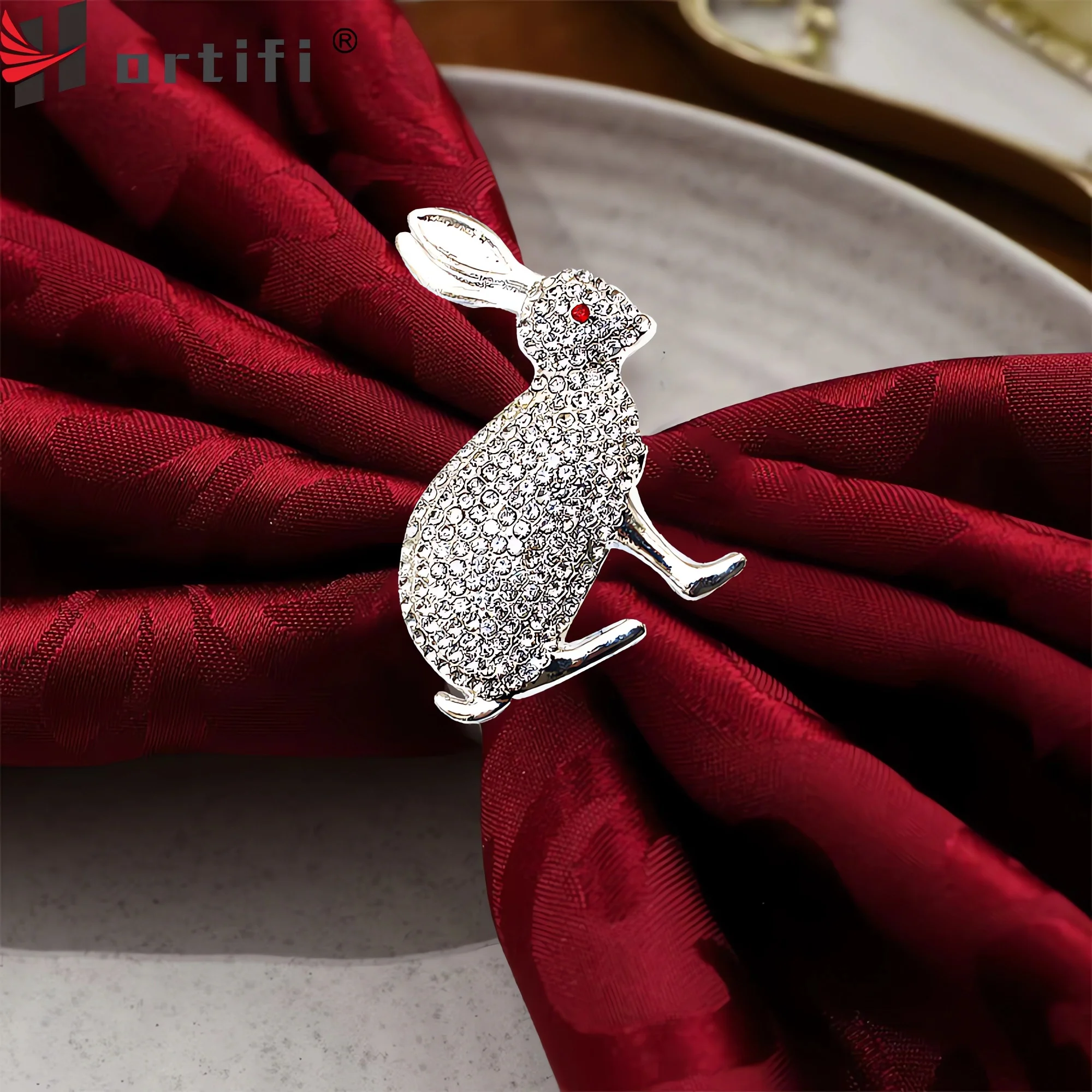 

6 шт., кольца для салфеток с пасхальным кроликом, стразы, держатель для салфеток в виде животных, пряжка для салфеток с кроликом для дня рождения, Пасхи, свадьбы, вечеринки, декор стола