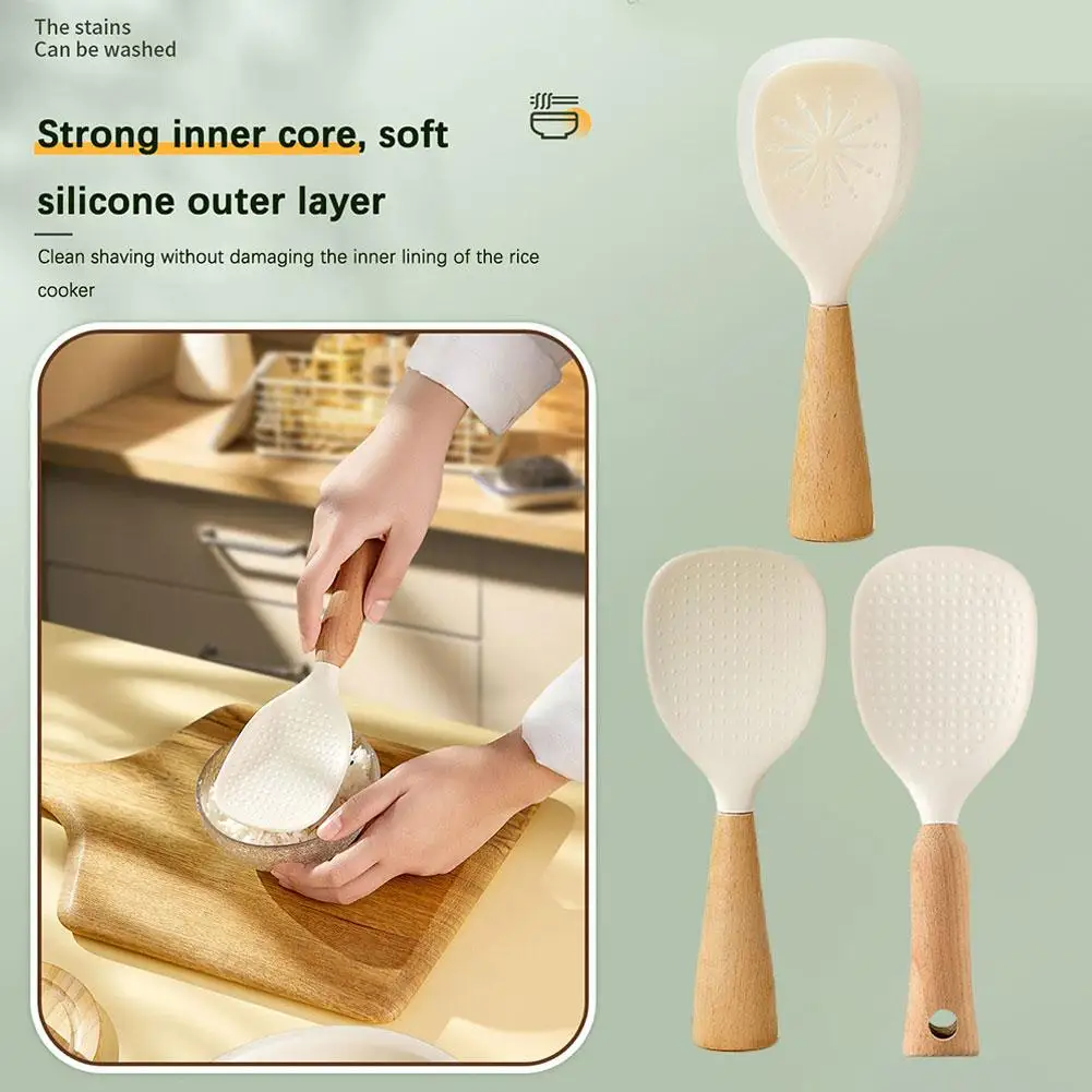 Silicone Rice Spoon Non-stick Rice Cooker Food Grade Spoon Spoon Rice Rice Spatula Resistant High Temperature Rice Spo Hous H0k9