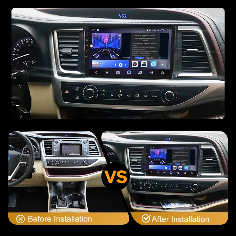 Car Video Stereo Player Multimedia Android12 Wireless Carplay For Toyota Highlander 3 kluger 2013-2018  AI Voice Car AutoRadio