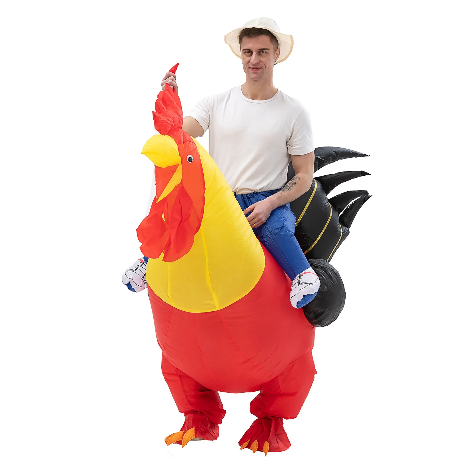 

Large Inflatable Cock Chicken Cartoon Character Mascot Costume Advertising Ceremony Adult Fancy Dress Party Animal Carnival Prop