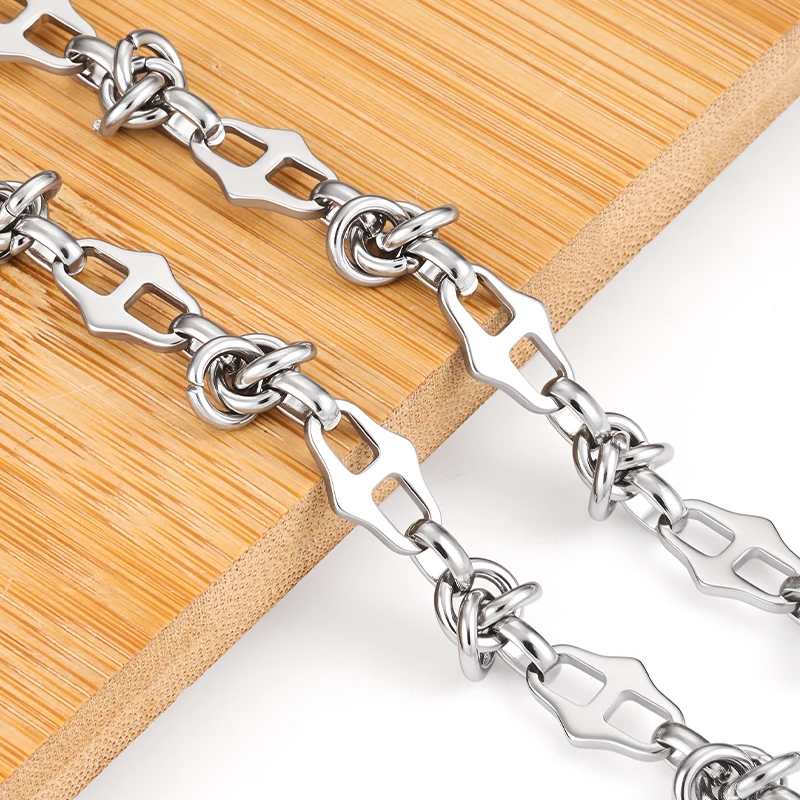 1M Stainless Steel Knotted Special Shaped Rectangle Chain Thick Heavy Chain for DIY Necklace Bracelet Jewelry Making Wholesale