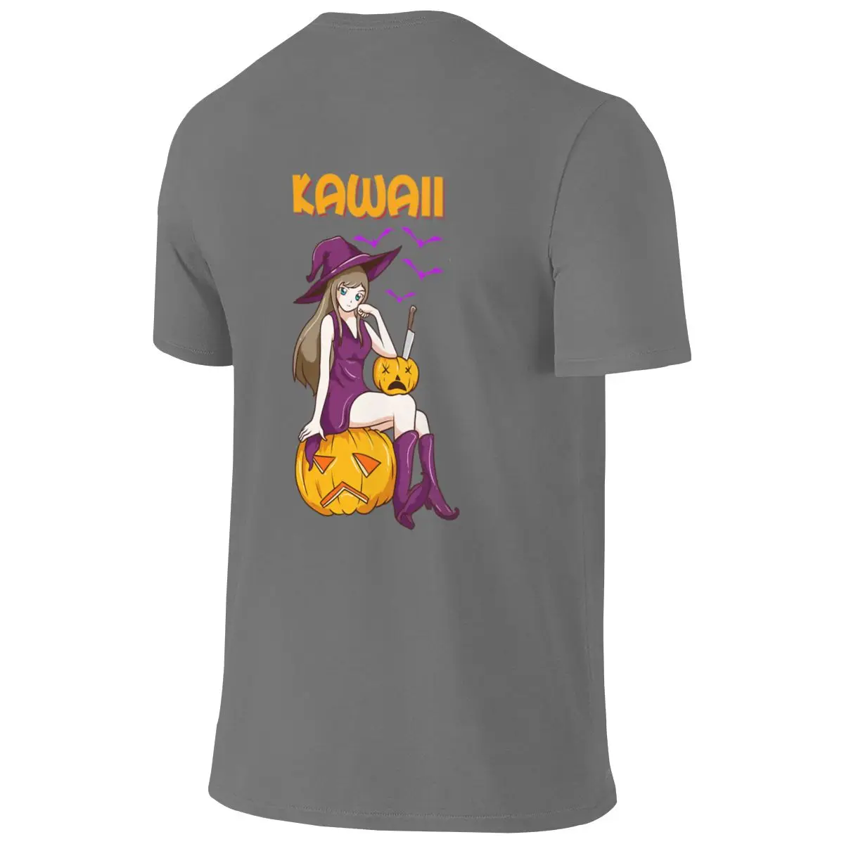 Kawaii Girl Halloween Anime Witch Waifu Wrinkle-Resistant Reversible T-shirt Casual Vibe Fade-Resistant Men's T-shirts