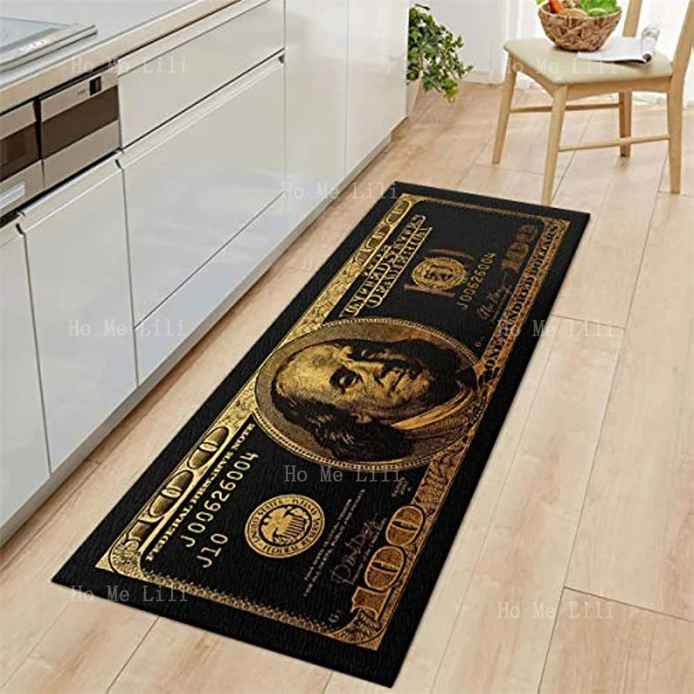 Interior Modern Art Area Carpet Floor Blanket One Hundred Dollar Bill Absorbent Non-Slip