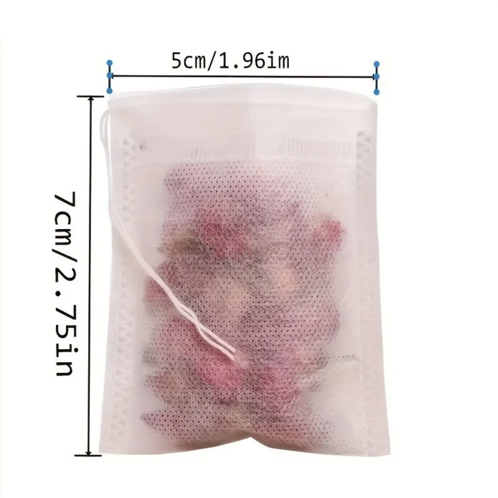 100Pcs Food Grade Tea Bag Non-Woven Drawstring Filter Bag Used to Make Tea Soup Seasoning Bag Filter Kitchen Supplies