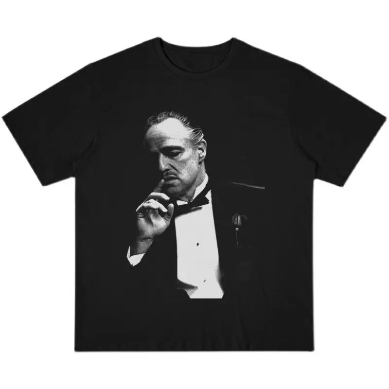 2026 Neue Godfather Corleone Vintage Street Grafikdruck Herren und Damen Kurzarm Lose Plus Size Rundhals-T-Shirts