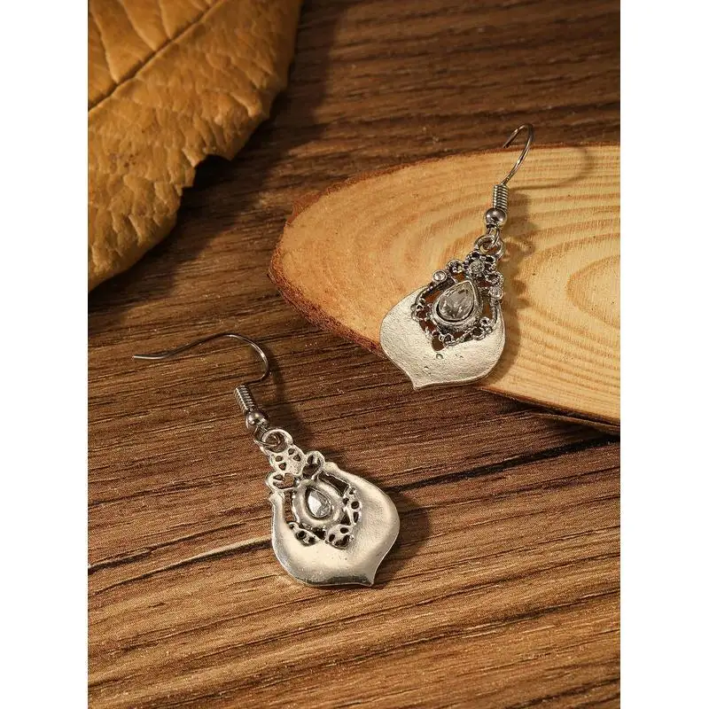 Retro Bohemian Geometric Women's Earrings Fashionable Ethnic Style Flower Water Drop Cube Zirconia Jewelry