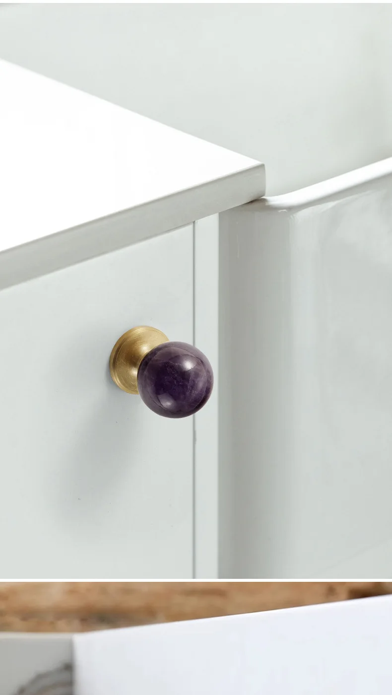 Möbel-Weinschrank-Schublade-Schuhschrank Kleiner Kristall-Marmor-Rundgriff Nordischer Stil Messing Weiß Einloch-Türgriff – Detail 10