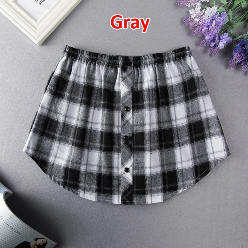 

Women Fashion Plaid Mini Splitting Skirt Shirt Extender Layering Casual Women's Fashion Adjustable