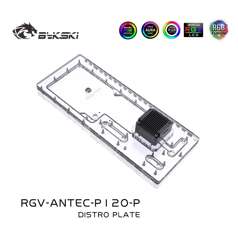 

Bykski RGV-Antec-P120-P Distro Plate For Antec P120 Case Waterway Board Reservoir Water Tank Pump For PC Cooling