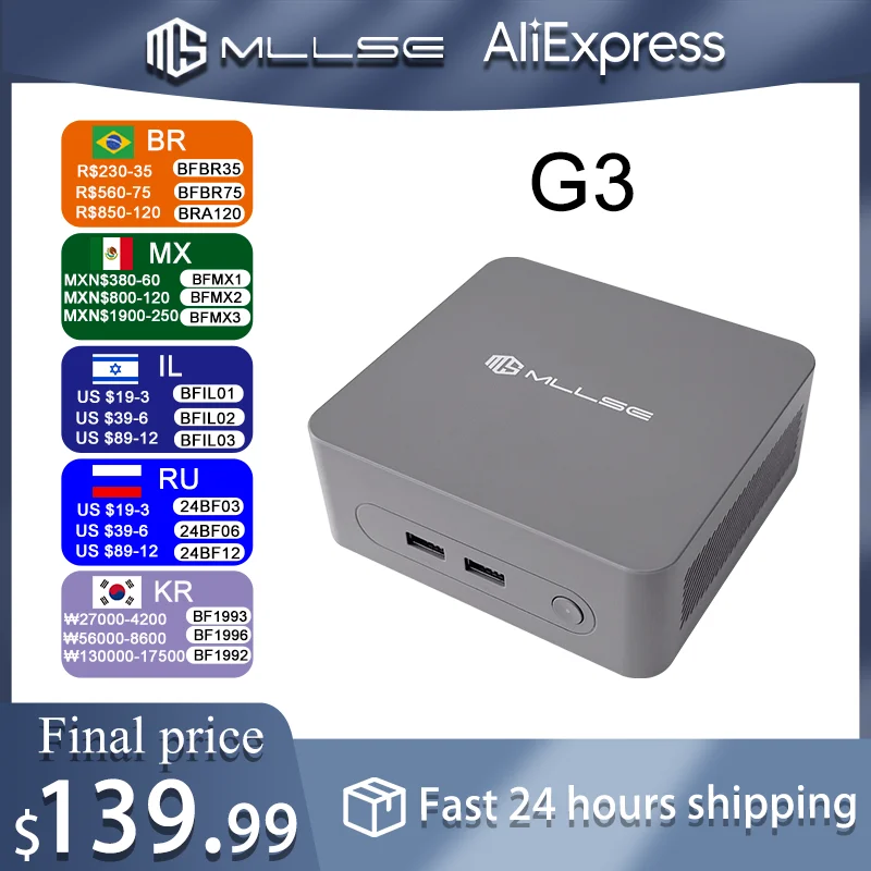 MLLSE G3 Mini PC Alder Lake N100 Windows 11 Pro Intel 12th DDR4 8GB RAM 256GB ROM WiFi 4 BT5.2 Desktop Computer Mini Pc Work