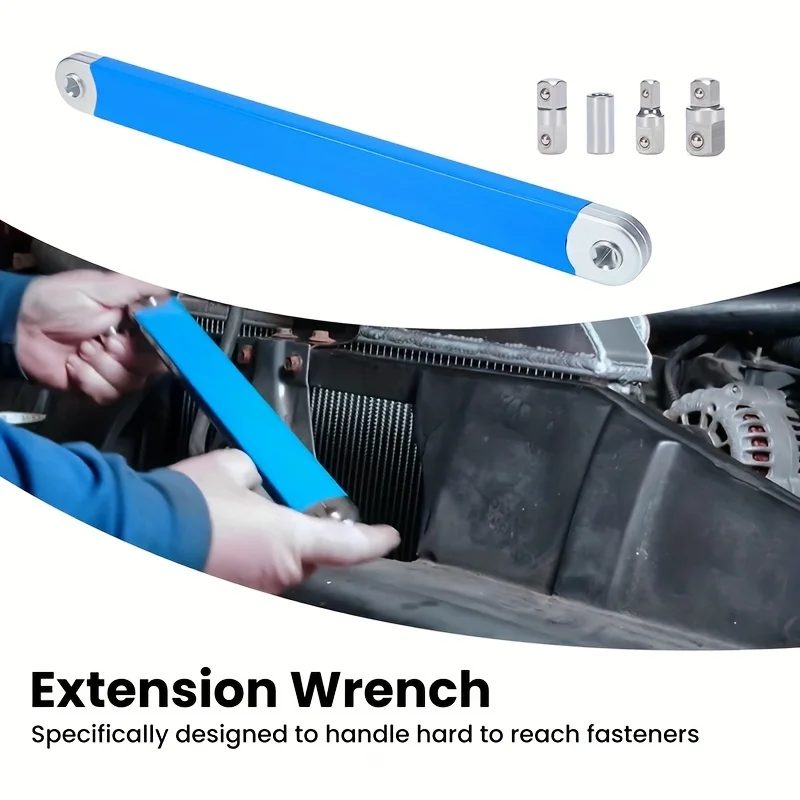 

Professional Offset Extension Wrench 15.4inch Impact Socket Ratchet Wrench Tool With 1/4inch 3/8inch 1/2inch Square Wrench