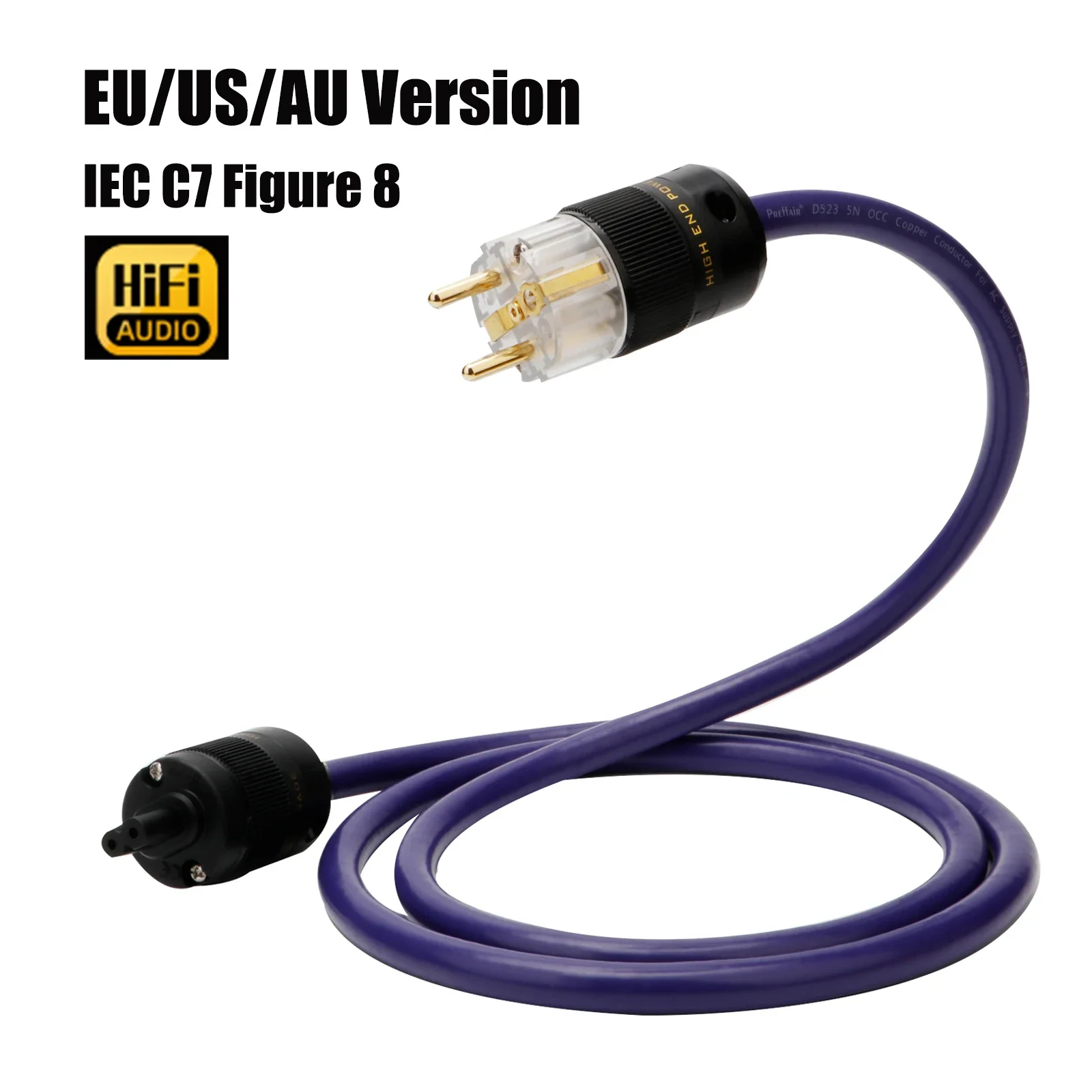

HiFi Audio Power Cord C7 Figure 8 Connector AC Line EU supply line electric audio extend cable enthusiast power cord