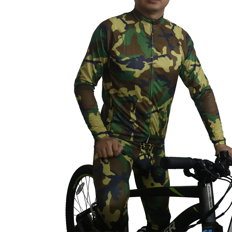 Long Sleeve Cycling Jacket, Camo Bicycle Shirt, Downhill Military Wear, Desert Road Mountain Motorcycle, MTB Sport Bike Jersey