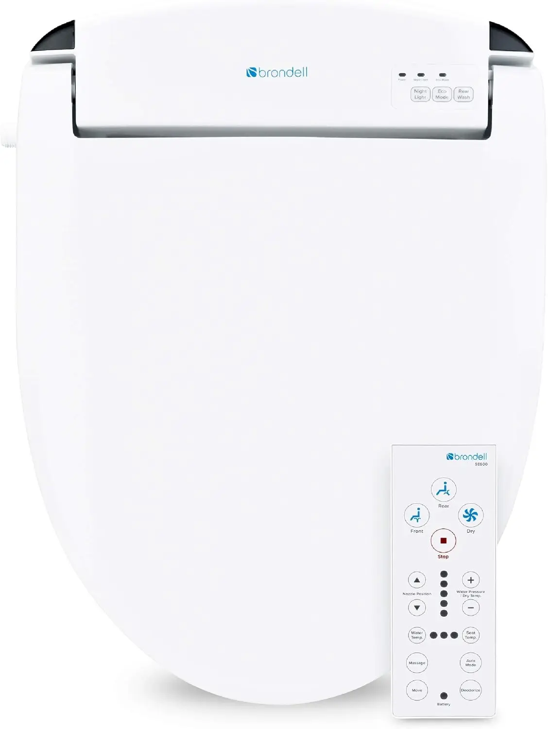 Swash SE600 Bidet Toilet Seat, Fits Elongated Toilets, White - Oscillating Stainless-Steel Nozzle, Warm Air Dryer, Ambient