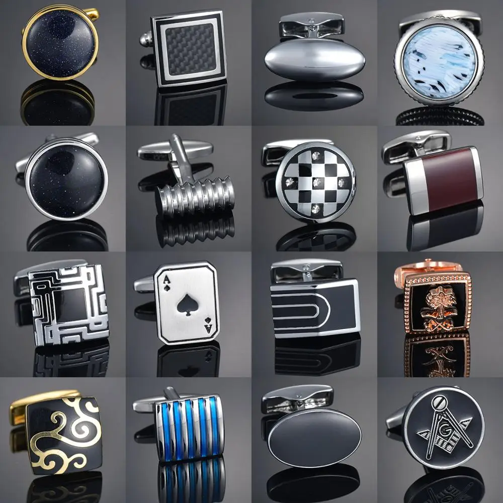 Round Oval Cufflinks for Men High Quality Fashion Square Metal Shirt Cuff Links for Gifts Jewelry