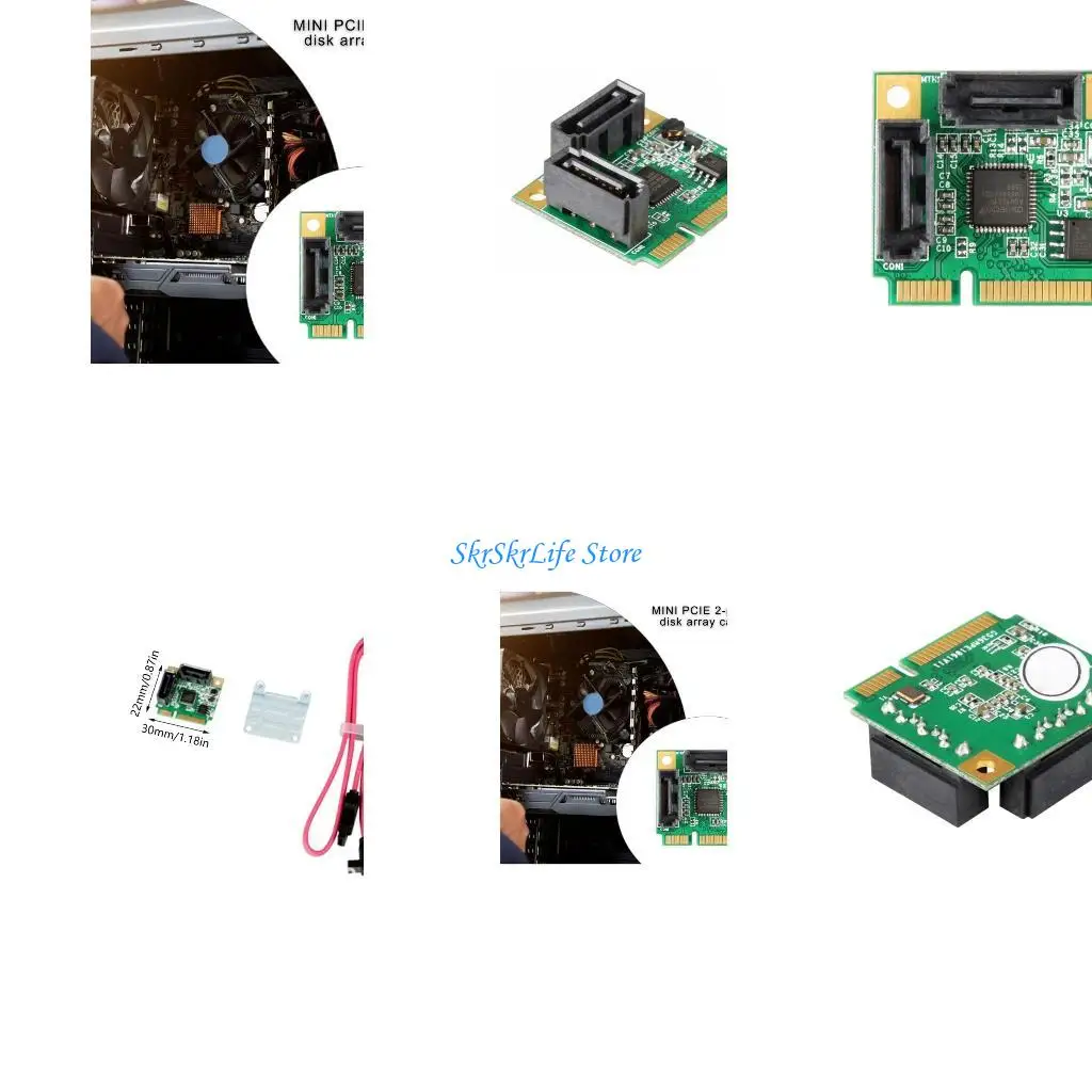 

E65E Small PCIe 2xSATA3.0 Adapter Expansion Card Support RAID0/1 Enhances Computer