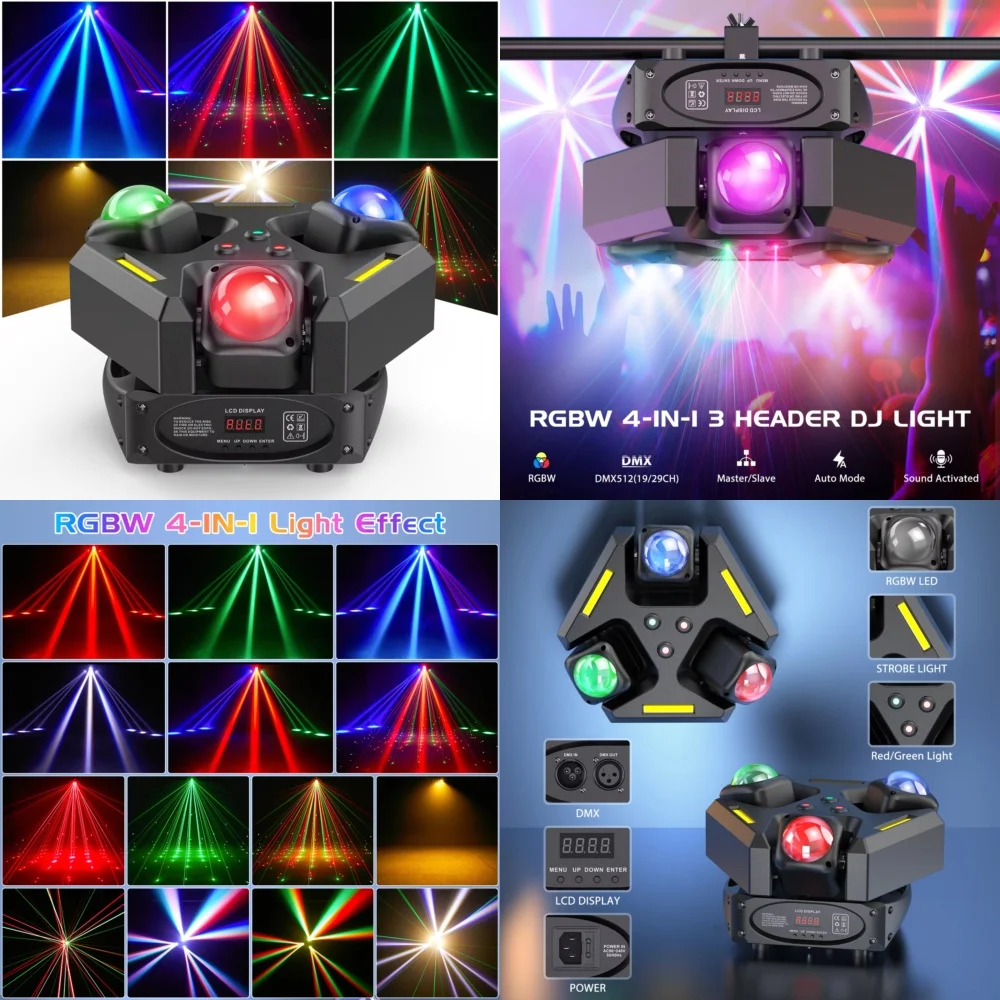 120W RGBW 4 in 1 LED Party Stage Lighting DMX 512 Disco Light for Bar Disco Dance Hall Club Mobile Stage DJ Moving Head Light