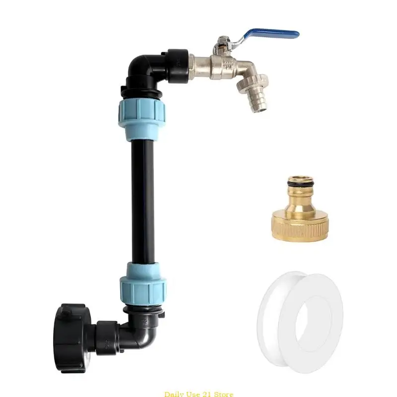 

IBC Adapter with Gooseneck Brass Tap Shut-Off Valves 3/4 Inch IBC Adapter