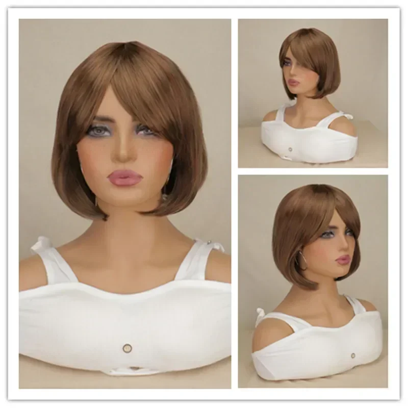 Black Short Straight Bob Wig with Bangs, for Women Girls, Heat Resistant Synthetic Fiber, Daily Use Costume Cosplay Party Hair