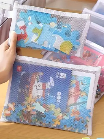 Sacos de malha com zíper, 8 peças, 3 tamanhos, sacos de malha com zíper, sacos de viagem transparentes impermeáveis, sacos de documentos de material de escritório com zíper