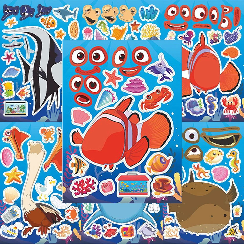 

8/16sheets Disney Finding Nemo Cartoon Puzzle Stickers Make Your Own DIY Game Funny Party Game Assemble Jigsaw Reward Toys Gifts