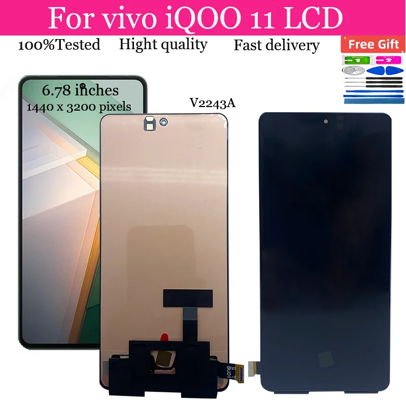 

6.78" Original AMOLED For vivo iQOO 11 LCD Display Touch Screen Digitizer Assembly Replacement For iqoo11 LCD V2243A Screen