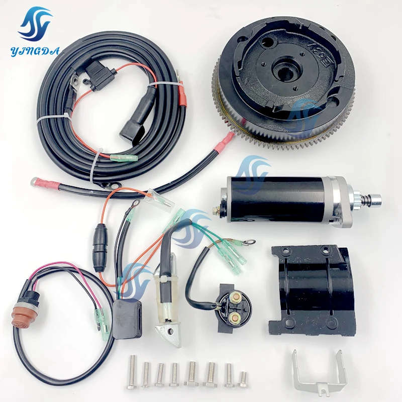 Electric Start Kit For Yamaha Outboard Motor 2T 15HP 30HP 40HP 60HP 85HP F20 Starter Motor Set Electrical Start Conversion Kit