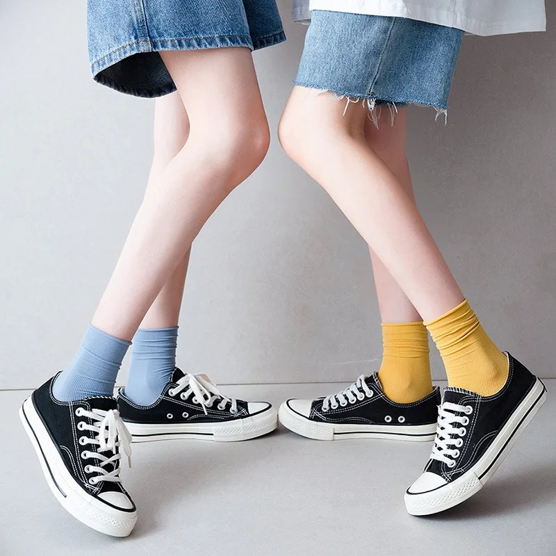 1 Pair Women Socks Summer Spring New Thin Loose Socks Colorful Lady Long Socks Fashion Girls Students Solid Socks