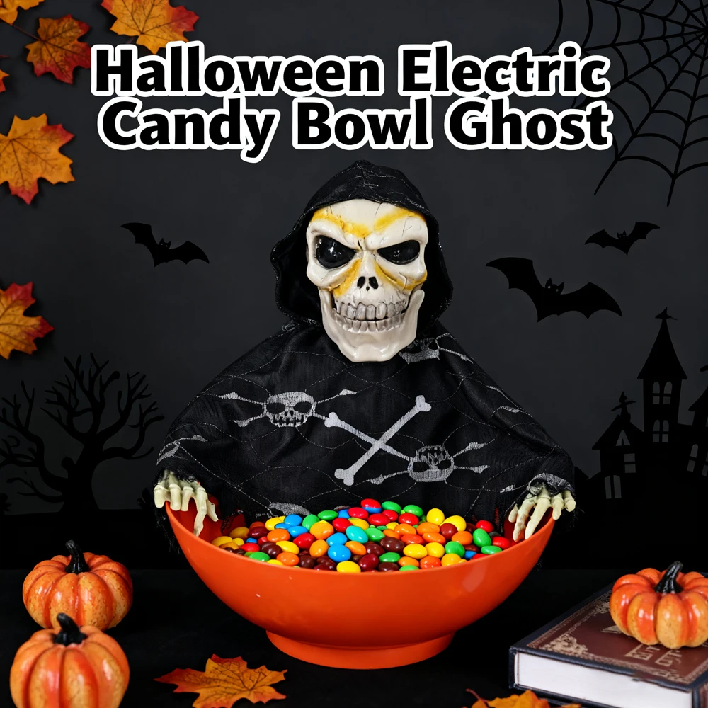 

Automatic Halloween Ghost Bowl -Motion LED Light Swing Motion Sensor Sound Effects & Head Stretch for Spooky Party Decor