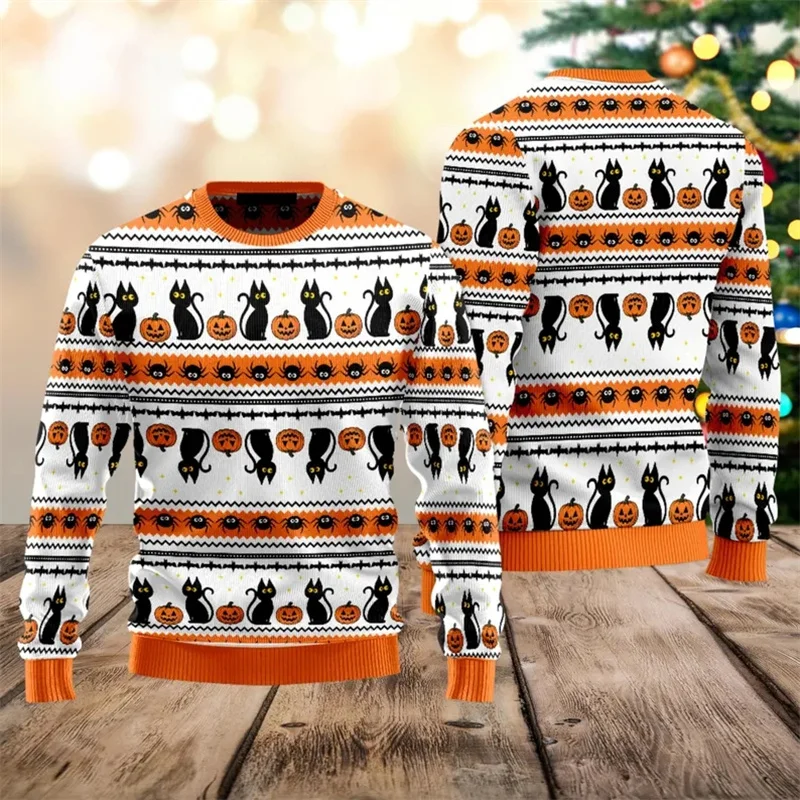 Funny Ugly Christmas Sweater For Men With Santa Claus Graphic Print Fashion Winter Pullover Casual Oversized Sweatshirt
