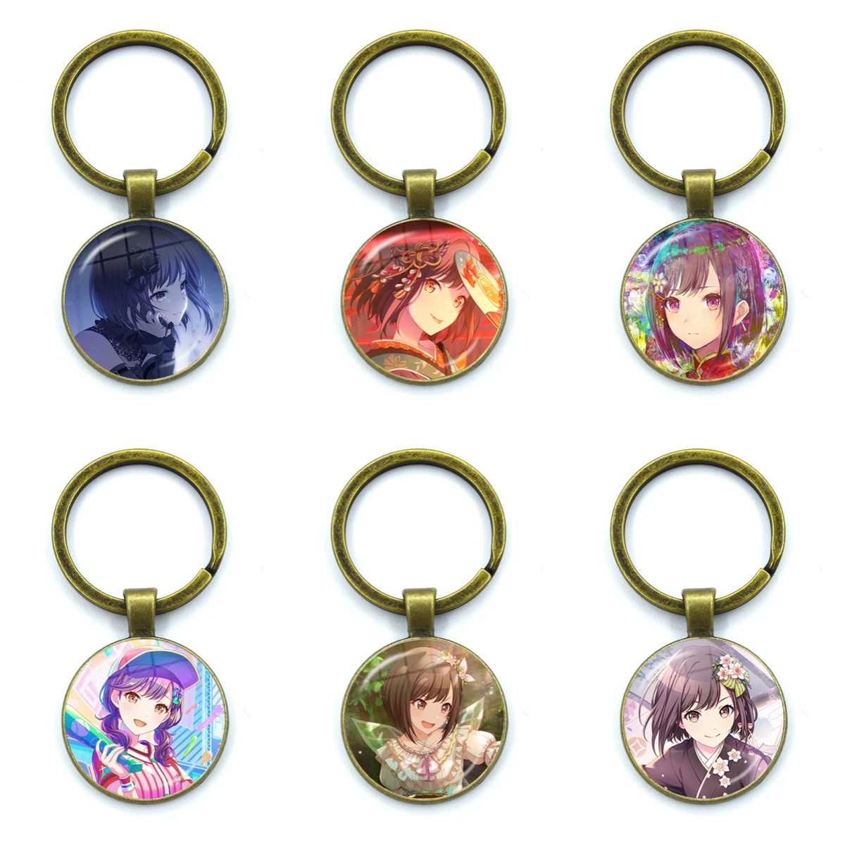 Project SEKAI Anime Shinonome Ena Enanan Keychain Kawaii Cartoon Glass Dome Key Ring Gifts for Fans Friends