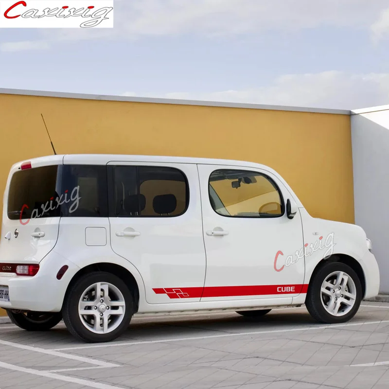 For Nissan-CUBE Car Door Side Skirt Vinyl Decals Auto Body Sport Stripes Exterior Accessories K-car Stickers