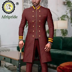 African Suits for Men Double Breasted Zip Blazer and Pants 2 Piece Set Formal Outfits Dashiki Attire for Party Wedding A2316063