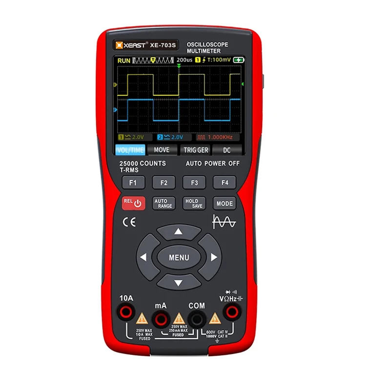 XEAST XE-703S Multi-function Oscilloscope 2 Channels 50MHz 280MS Sampling Rate 3 In 1 Signal Generator Oscilloscope Multimeter