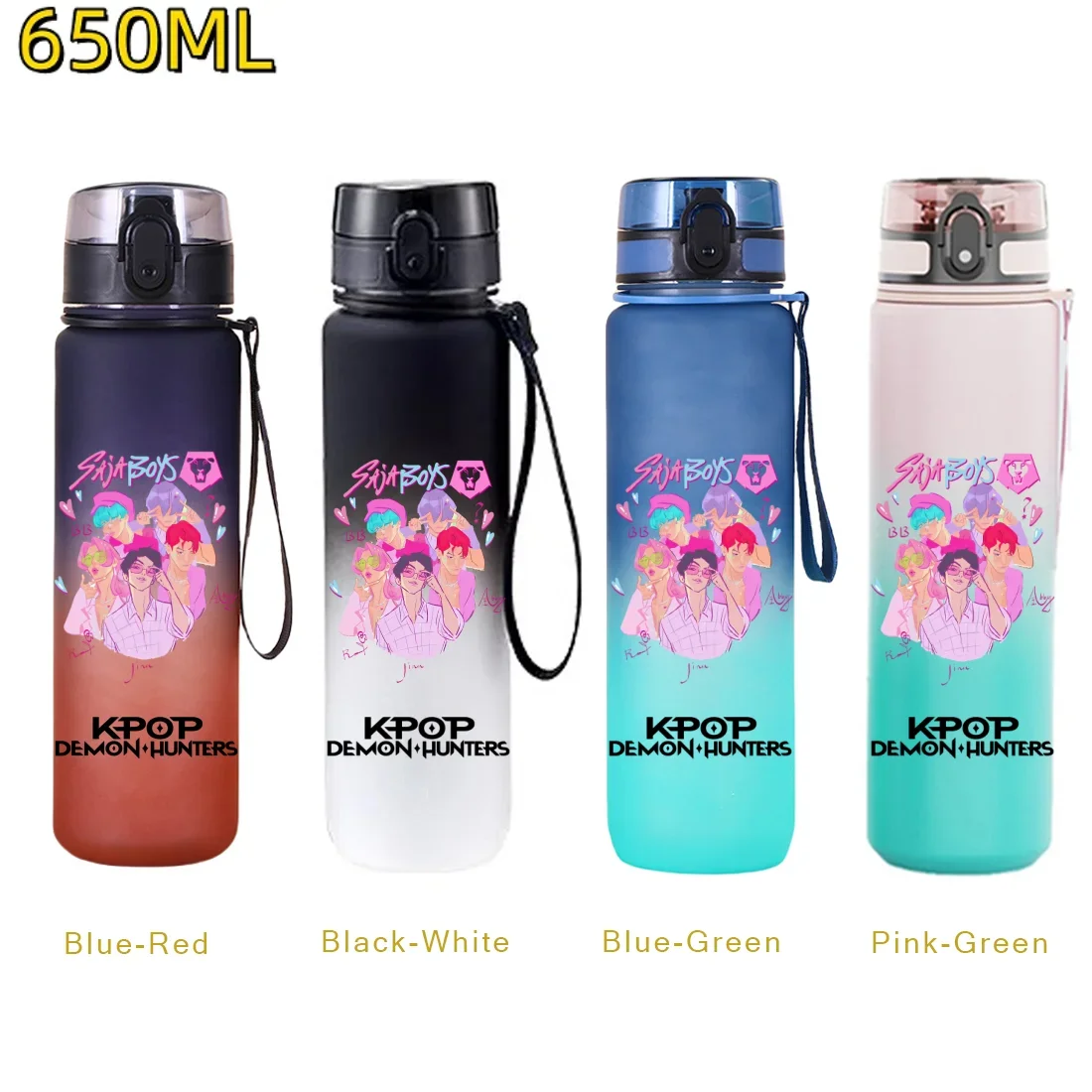 650 مللي KPop شيطان الصيادين الرياضة زجاجة ماء غطاء الوجه شرب زجاجة هنتركس السفر اللياقة البدنية أباريق بنين بنات هدايا عيد #5